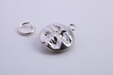 Moon Charm, Traditional Charm, Made from Solid 925 Grade Sterling Silver, Complete with Attachment Link