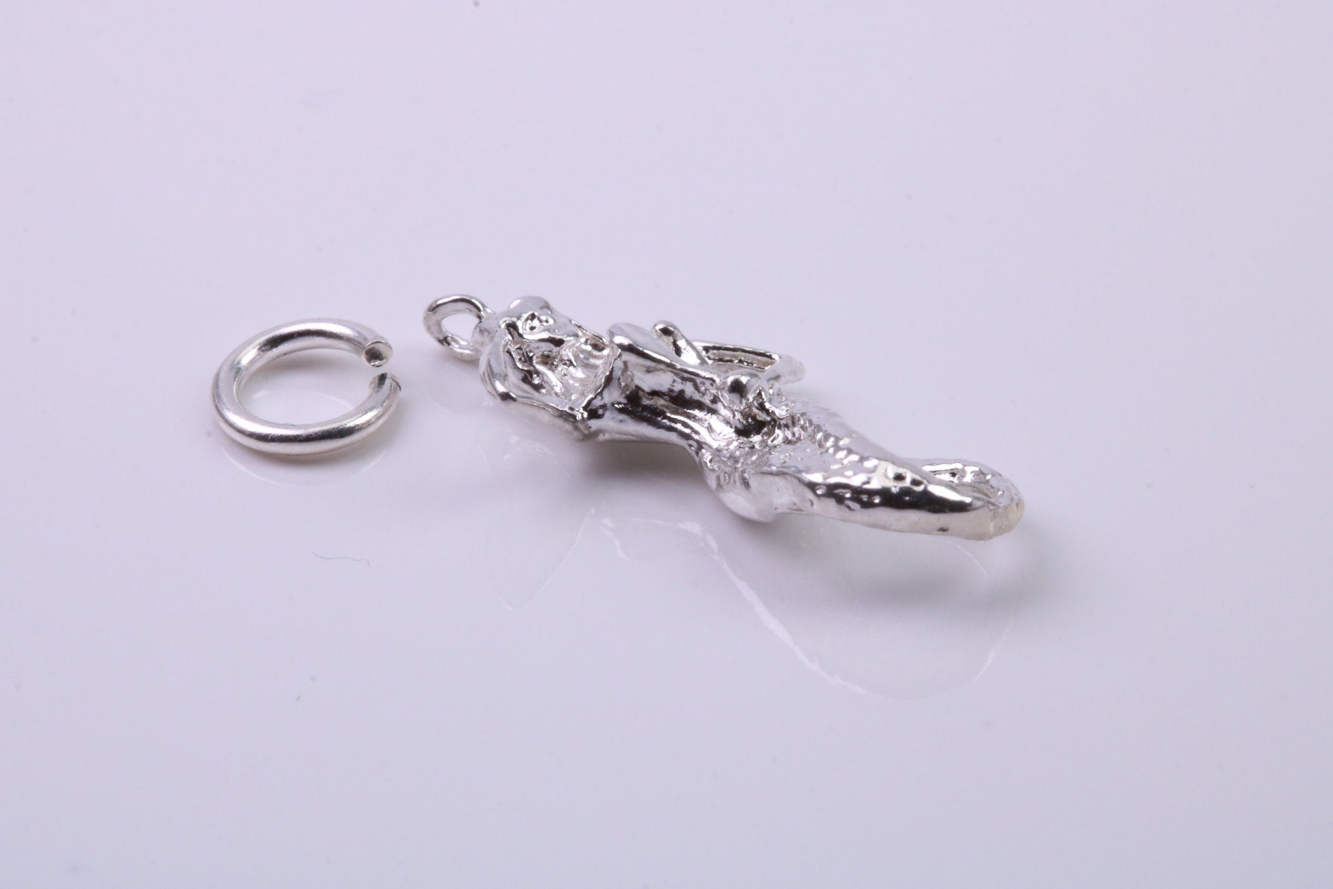 Mermaid Charm, Traditional Charm, Made from Solid 925 Grade Sterling Silver, Complete with Attachment Link
