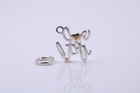 I Love You Charm, Traditional Charm, Made from Solid 925 Grade Sterling Silver, Complete with Attachment Link
