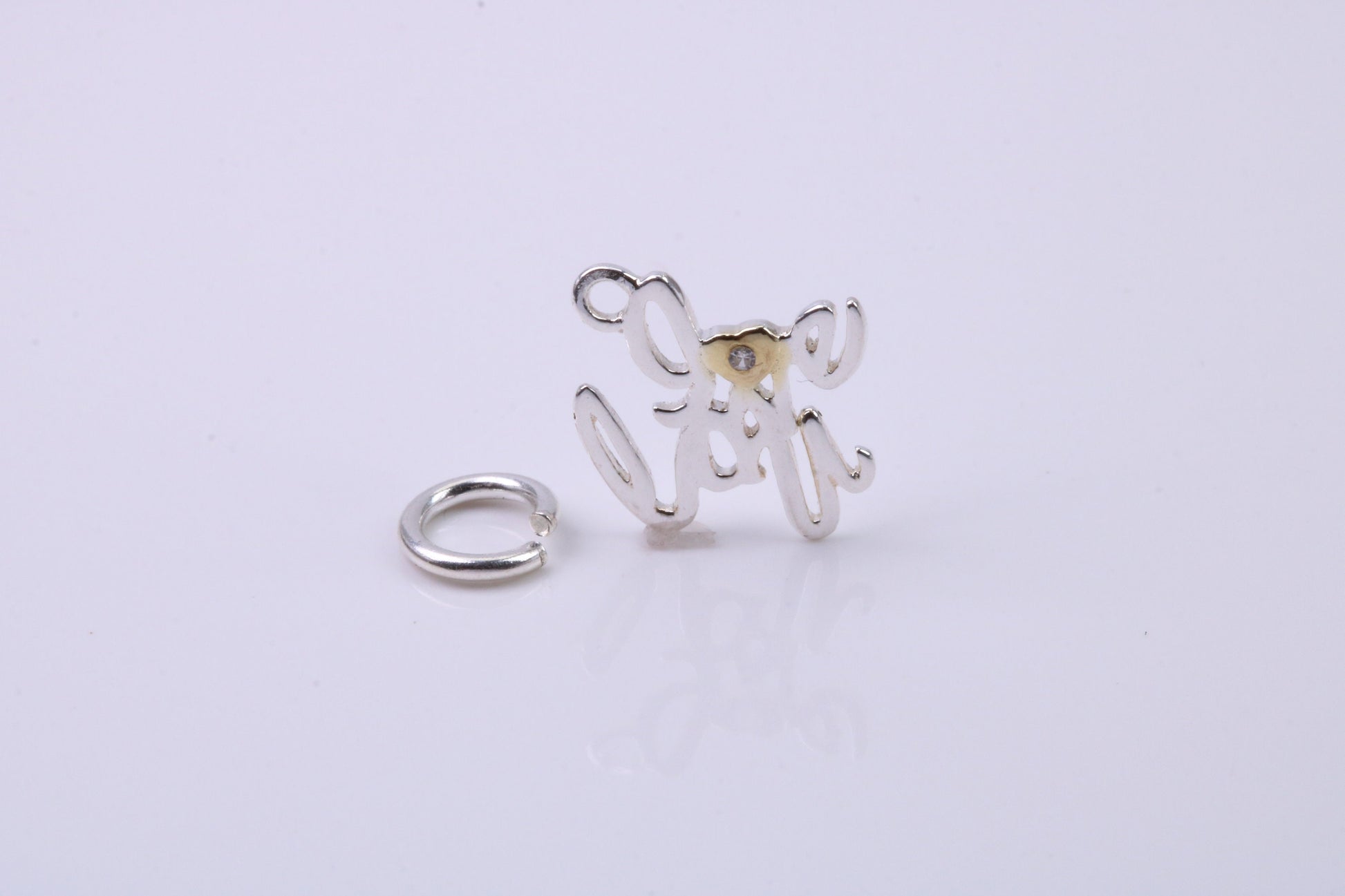 I Love You Charm, Traditional Charm, Made from Solid 925 Grade Sterling Silver, Complete with Attachment Link