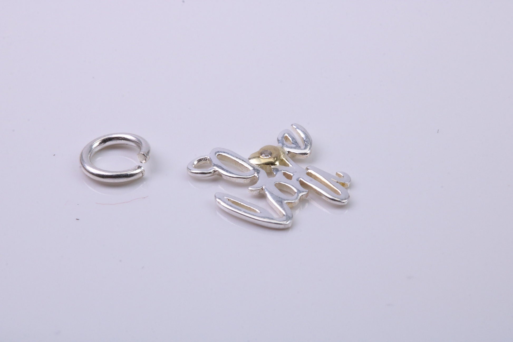 I Love You Charm, Traditional Charm, Made from Solid 925 Grade Sterling Silver, Complete with Attachment Link