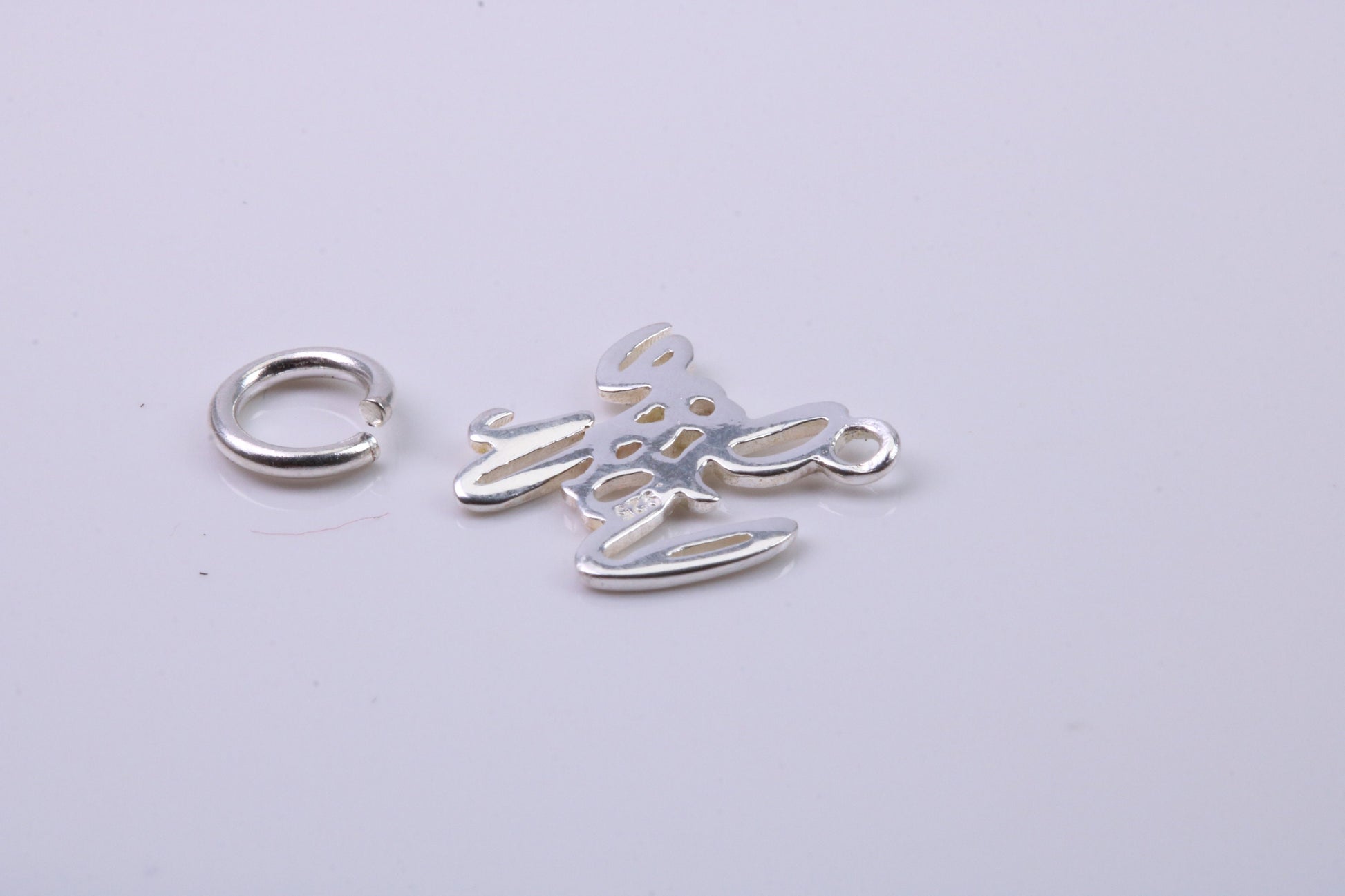 I Love You Charm, Traditional Charm, Made from Solid 925 Grade Sterling Silver, Complete with Attachment Link