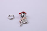 Red Mum Rose Flower Charm, Traditional Charm, Made from Solid 925 Grade Sterling Silver, Complete with Attachment Link