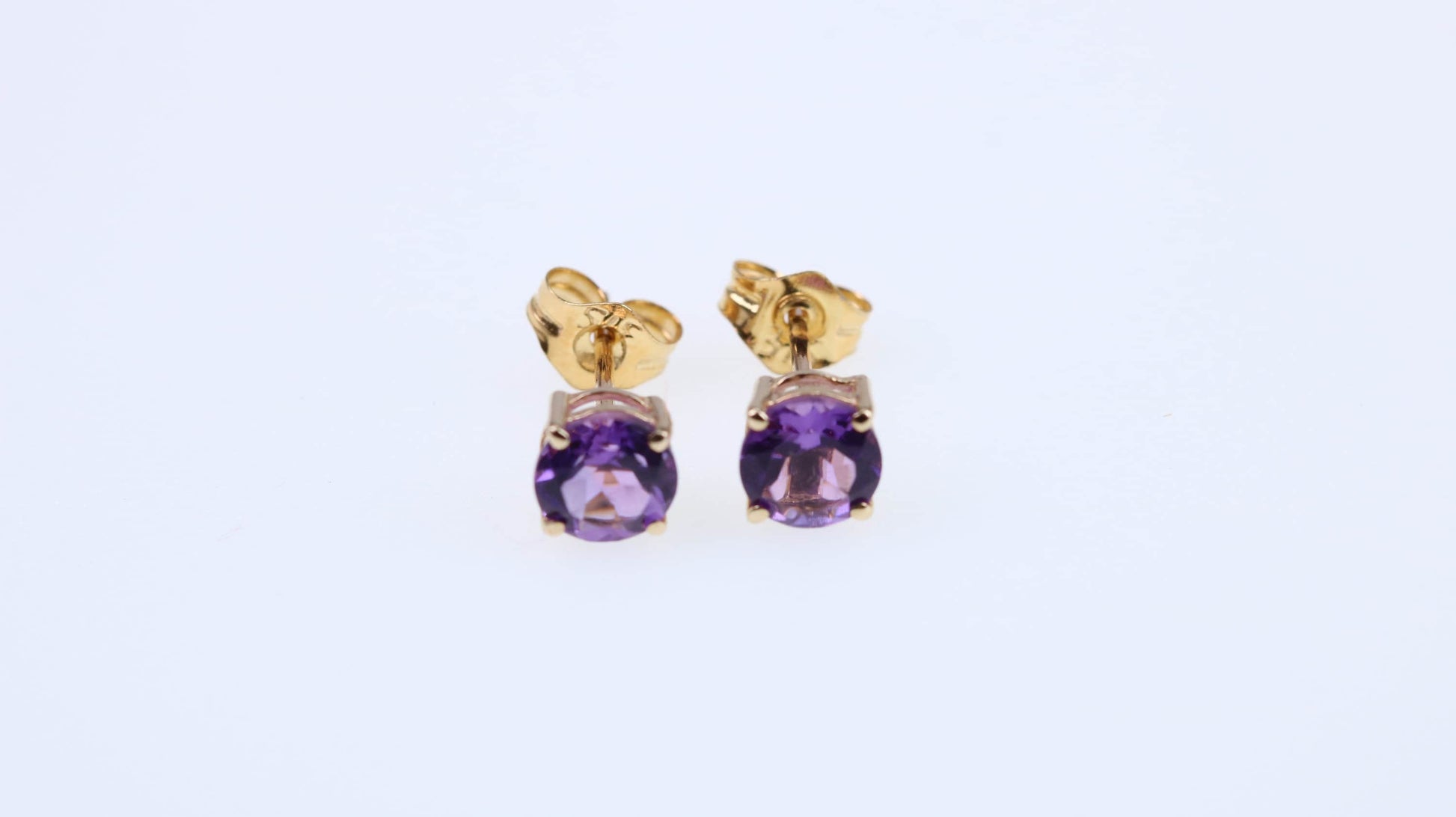 Real February Amethyst set Birthstone Stud Earrings, Made from Solid 9ct Yellow Gold