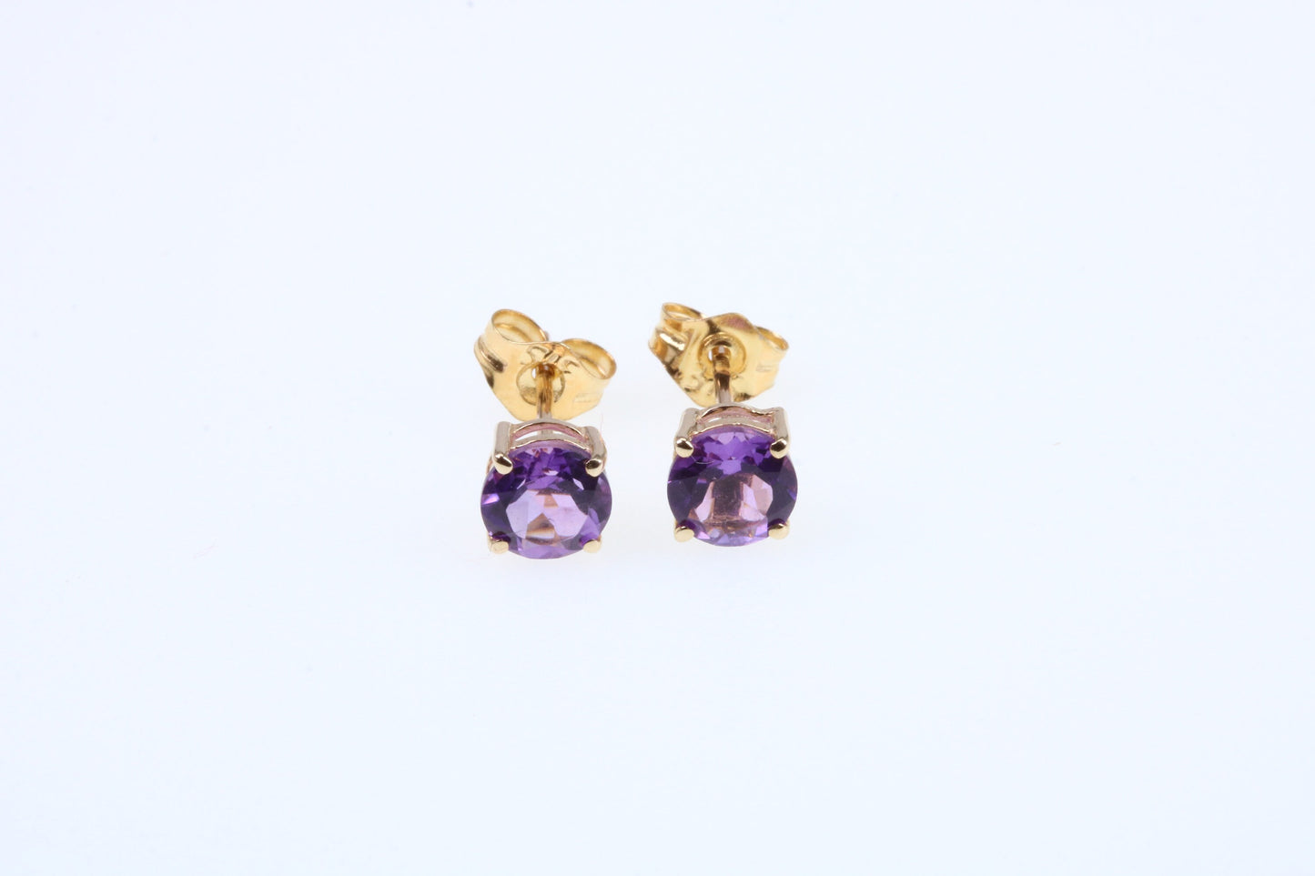 Real February Amethyst set Birthstone Stud Earrings, Made from Solid 9ct Yellow Gold