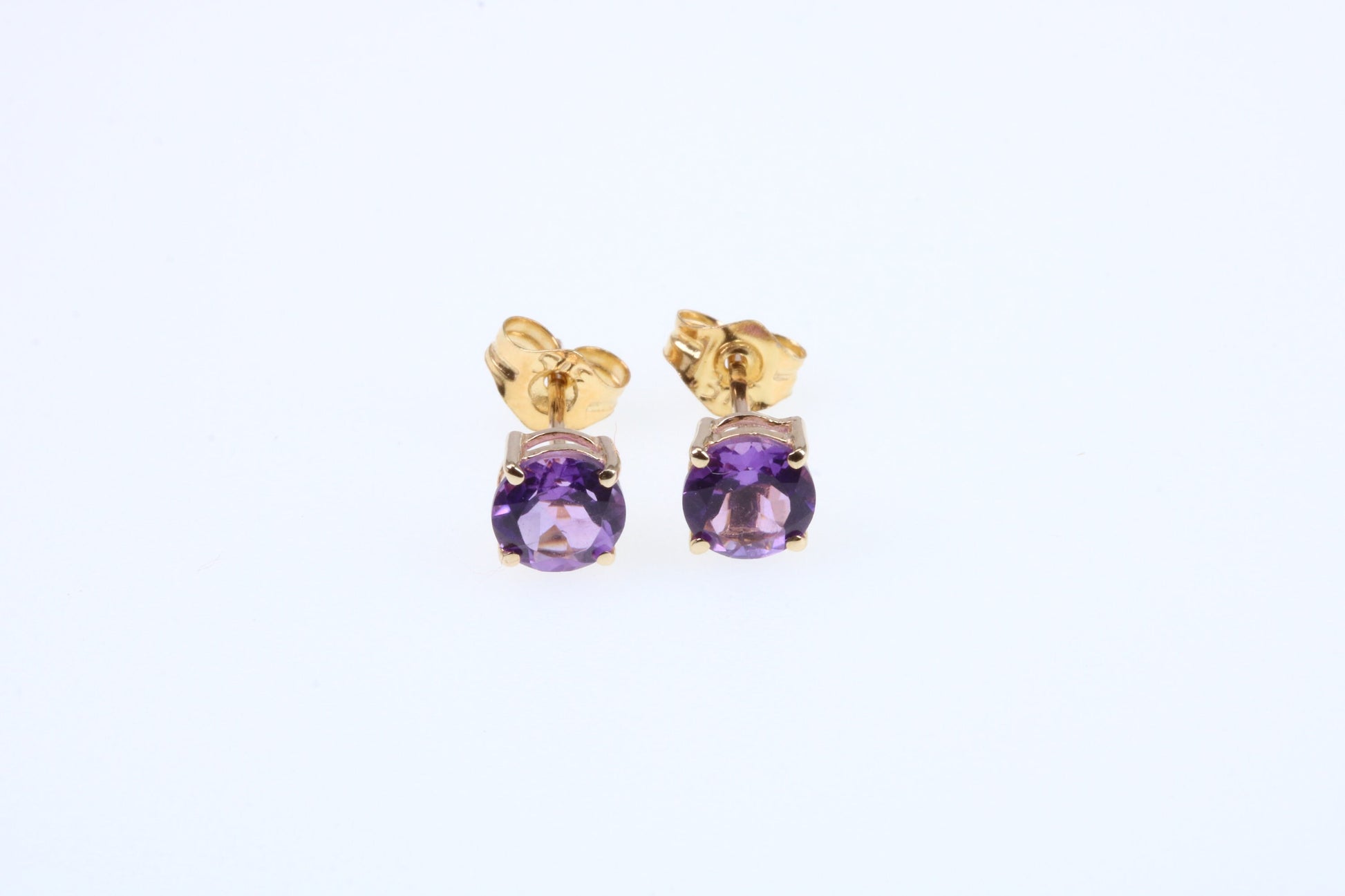 Real February Amethyst set Birthstone Stud Earrings, Made from Solid 9ct Yellow Gold