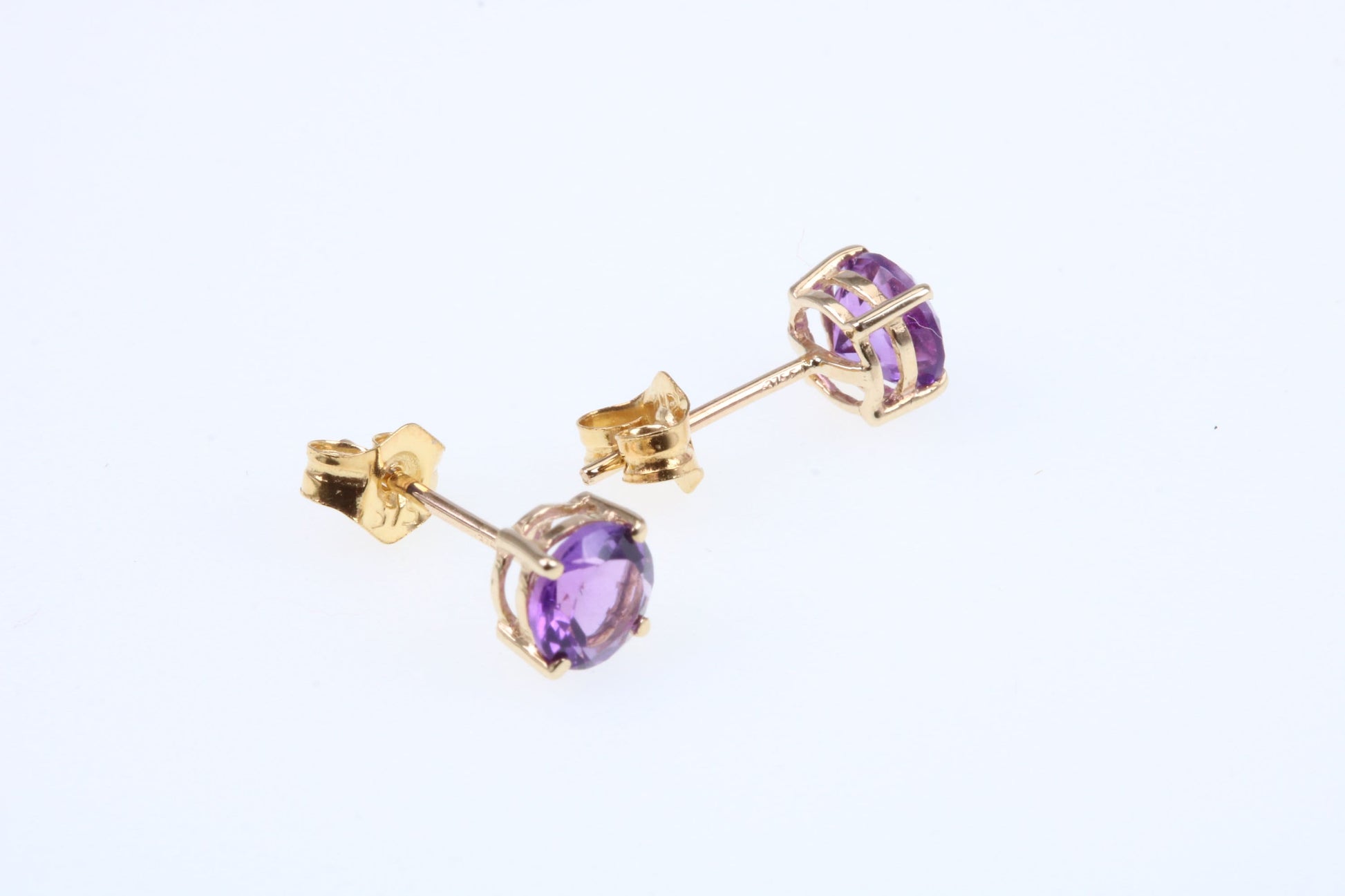 Real February Amethyst set Birthstone Stud Earrings, Made from Solid 9ct Yellow Gold