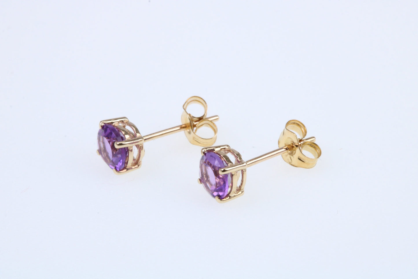 Real February Amethyst set Birthstone Stud Earrings, Made from Solid 9ct Yellow Gold