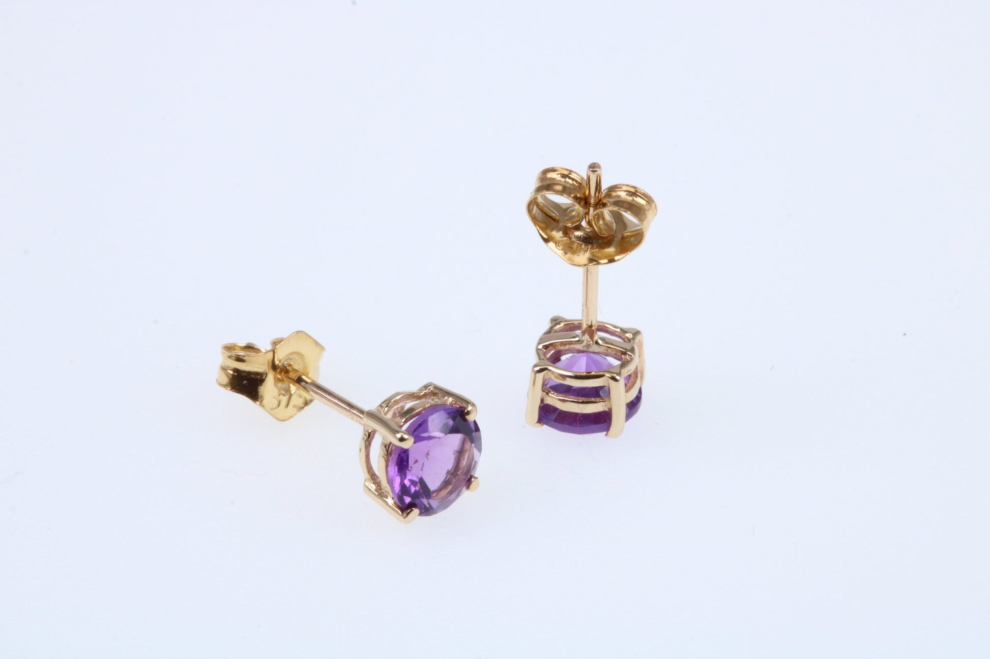 Real February Amethyst set Birthstone Stud Earrings, Made from Solid 9ct Yellow Gold