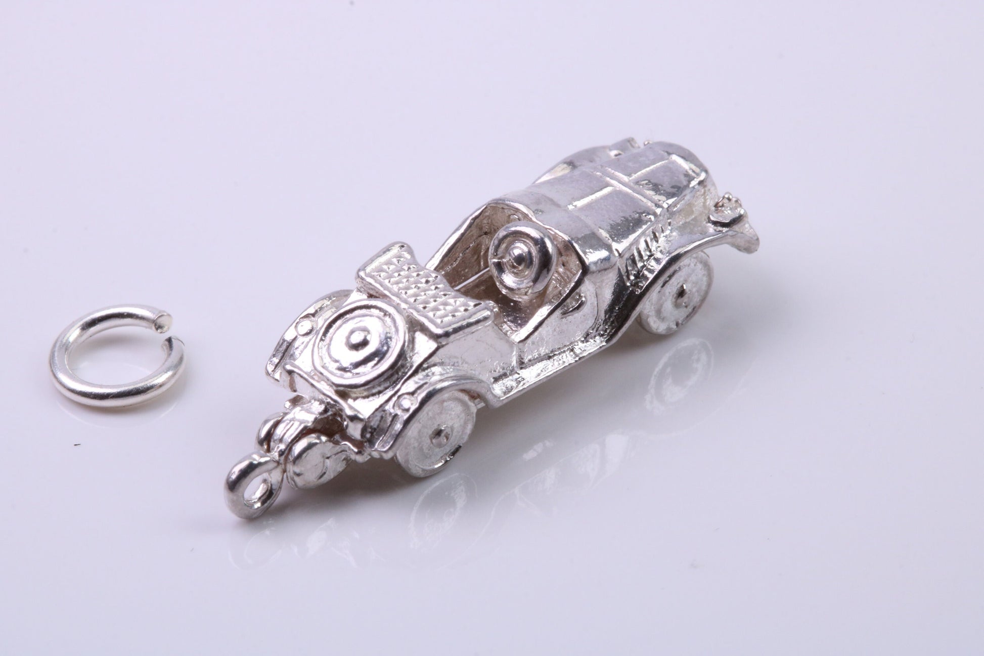 Vintage Car Charm, Traditional Charm, Made from Solid 925 Grade Sterling Silver, Complete with Attachment Link