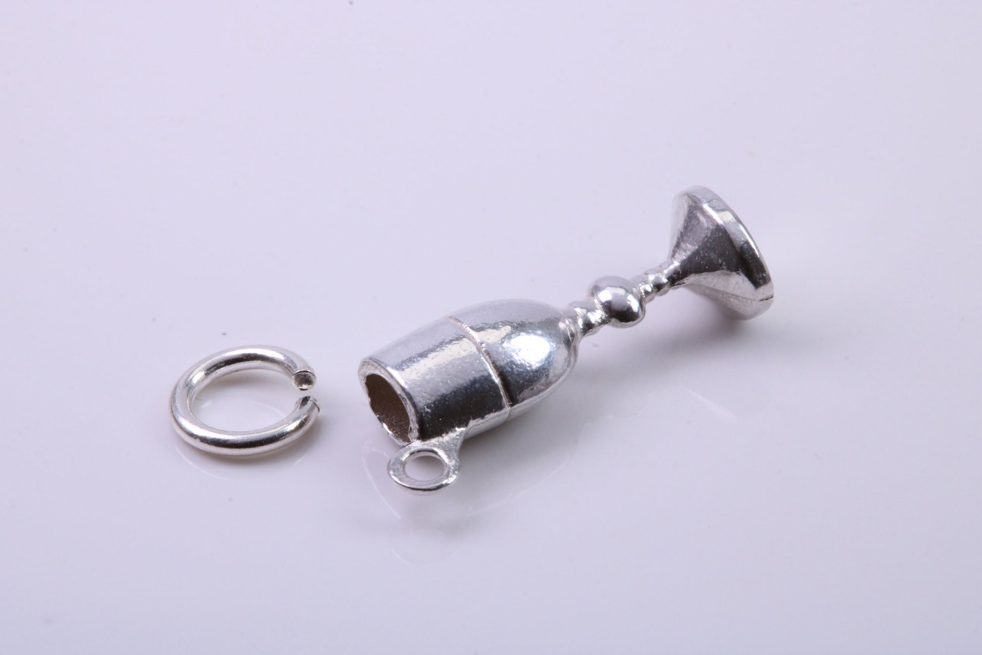 Wine Goblet Charm, Traditional Charm, Made from Solid 925 Grade Sterling Silver, Complete with Attachment Link