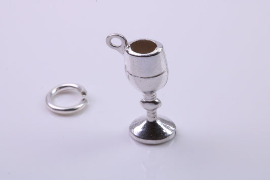 Wine Goblet Charm, Traditional Charm, Made from Solid 925 Grade Sterling Silver, Complete with Attachment Link