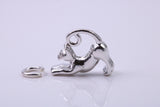 Cat Charm, Traditional Charm, Made from Solid 925 Grade Sterling Silver, Complete with Attachment Link