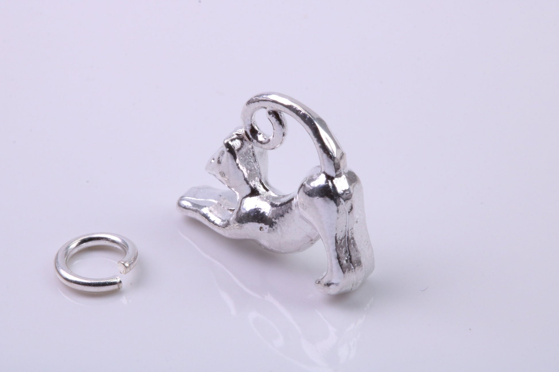 Cat Charm, Traditional Charm, Made from Solid 925 Grade Sterling Silver, Complete with Attachment Link