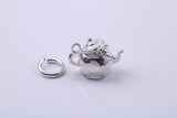 Mouse in Teapot Charm, Made from Solid Cast Silver, Complete with Attachment Link