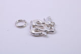 Chinese Dragon Charm, Traditional Charm, Made from Solid 925 Grade Sterling Silver, Complete with Attachment Link