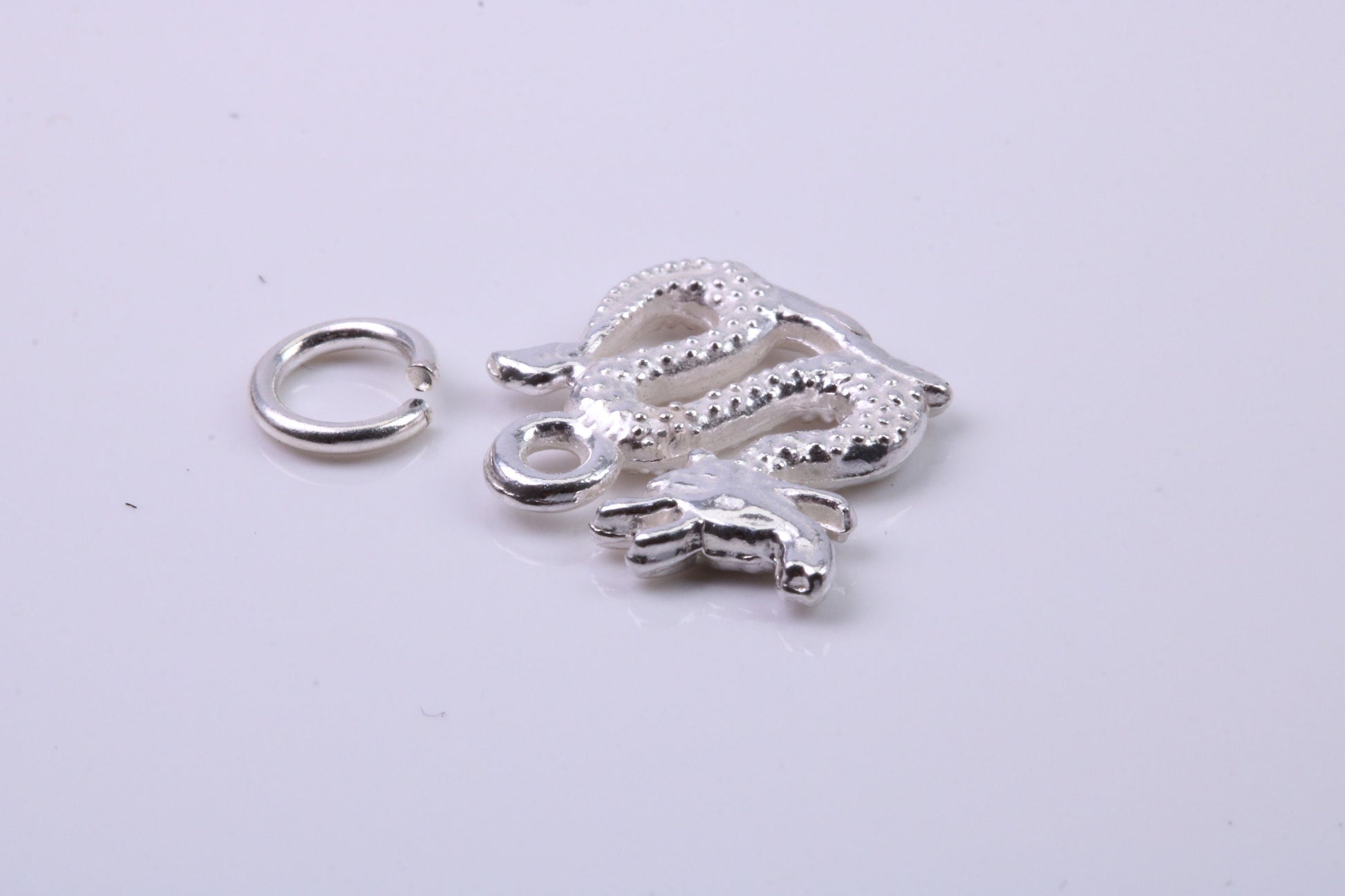 Chinese Dragon Charm, Traditional Charm, Made from Solid 925 Grade Sterling Silver, Complete with Attachment Link
