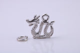 Chinese Dragon Charm, Traditional Charm, Made from Solid 925 Grade Sterling Silver, Complete with Attachment Link
