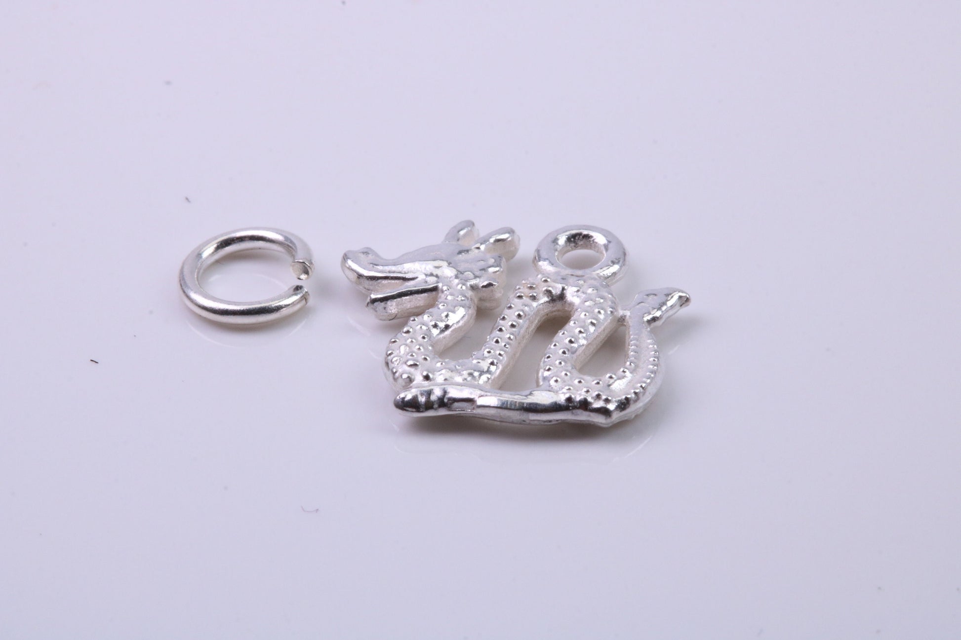 Chinese Dragon Charm, Traditional Charm, Made from Solid 925 Grade Sterling Silver, Complete with Attachment Link