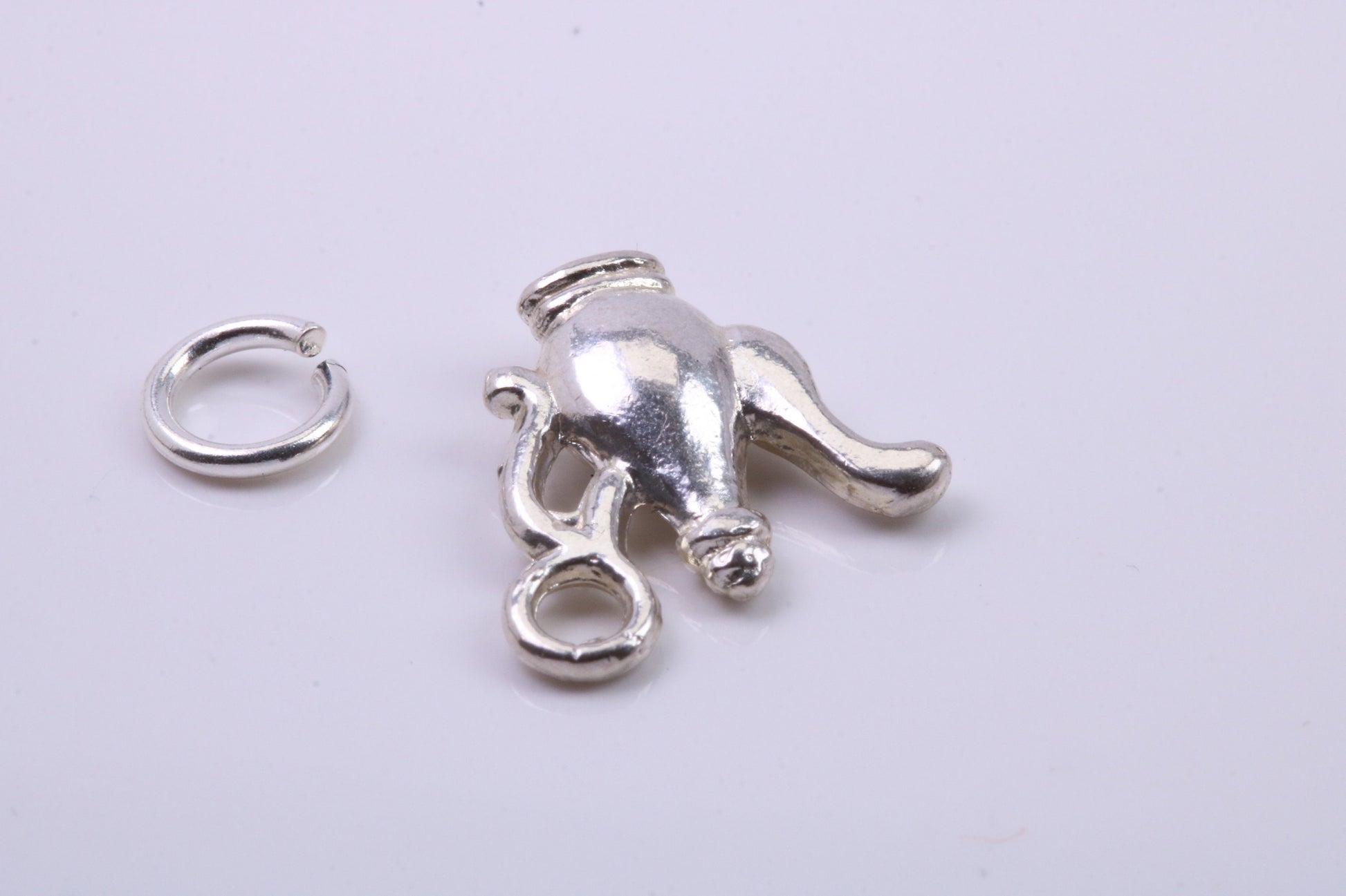 Coffee Pot Charm, Traditional Charm, Made from Solid 925 Grade Sterling Silver, Complete with Attachment Link