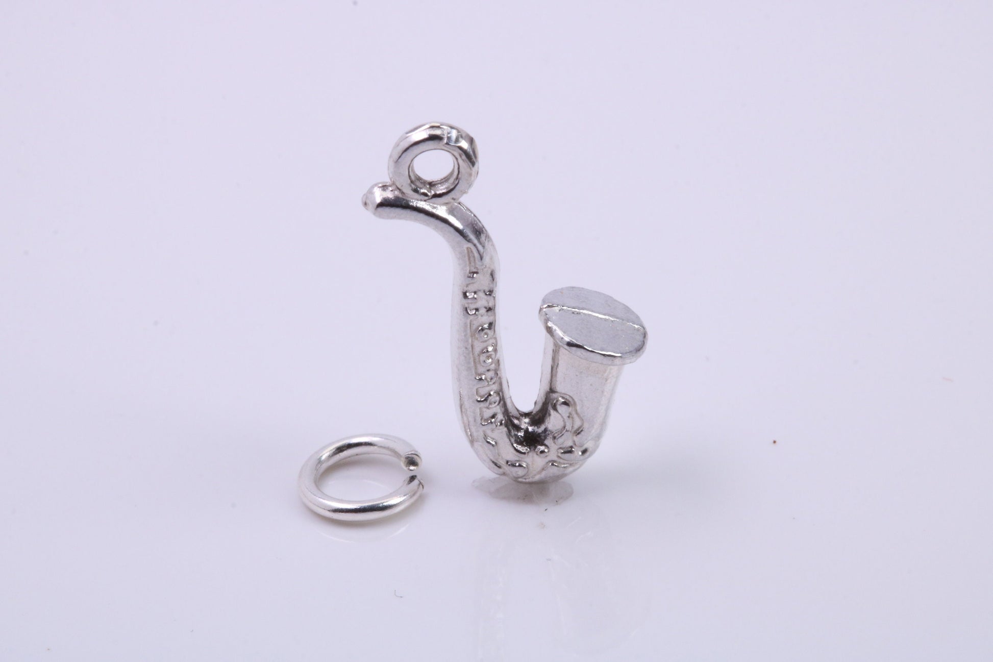 Saxophone Charm, Traditional Charm, Made from Solid 925 Grade Sterling Silver, Complete with Attachment Link
