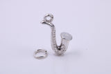 Saxophone Charm, Traditional Charm, Made from Solid 925 Grade Sterling Silver, Complete with Attachment Link