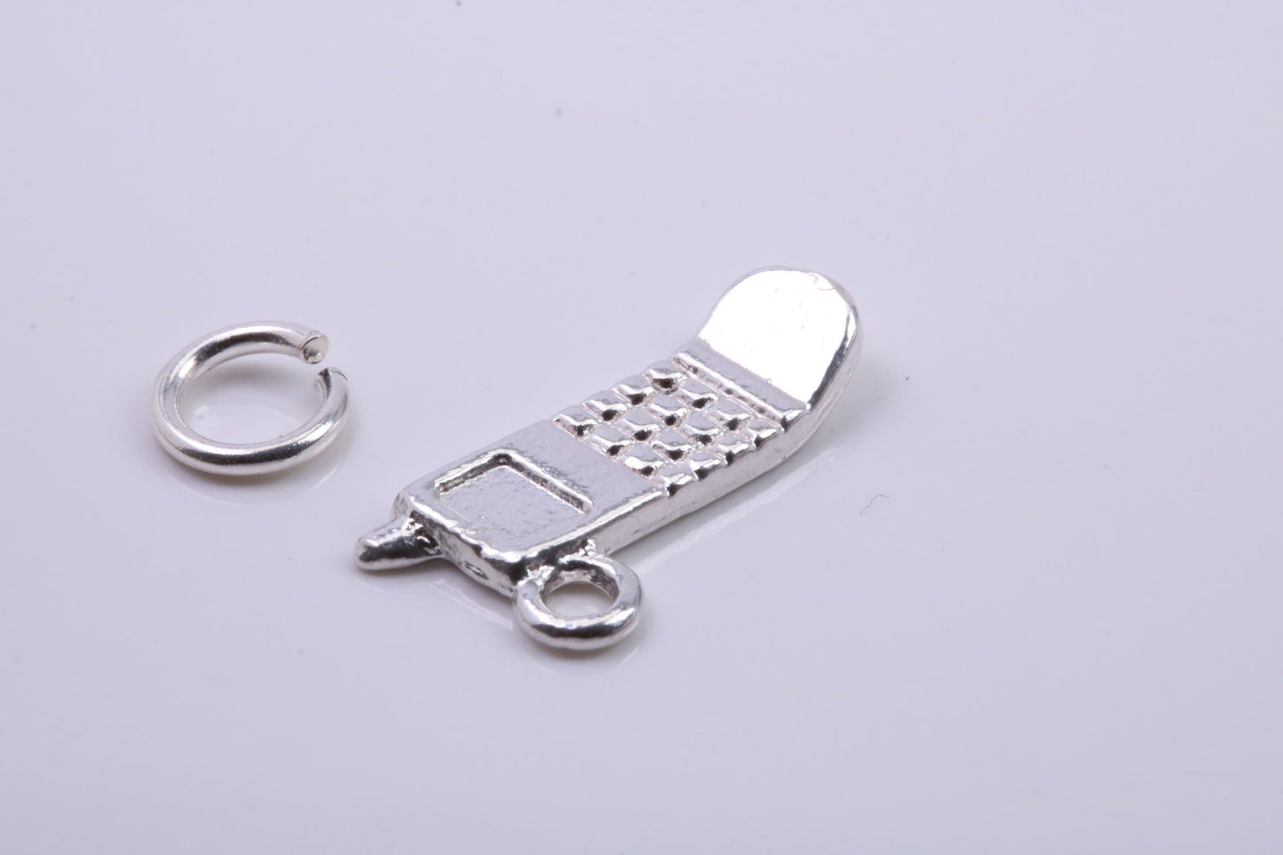 Cell Phone Charm, Traditional Charm, Made from Solid 925 Grade Sterling Silver, Complete with Attachment Link