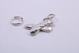 Ballerina Slippers Charm, Traditional Charm, Made from Solid 925 Grade Sterling Silver, Complete with Attachment Link