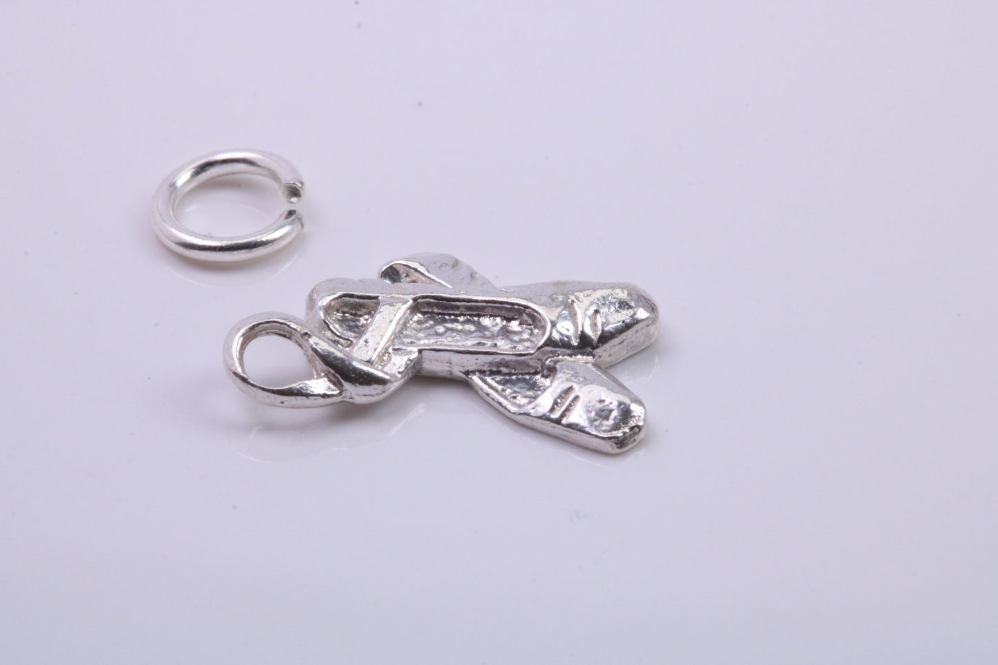 Ballerina Slippers Charm, Traditional Charm, Made from Solid 925 Grade Sterling Silver, Complete with Attachment Link