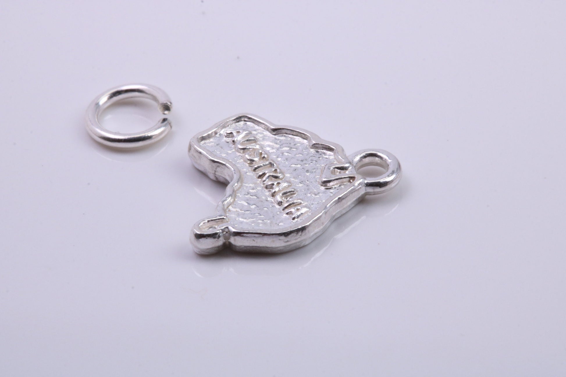 Australia Charm, Traditional Charm, Made from Solid 925 Grade Sterling Silver, Complete with Attachment Link