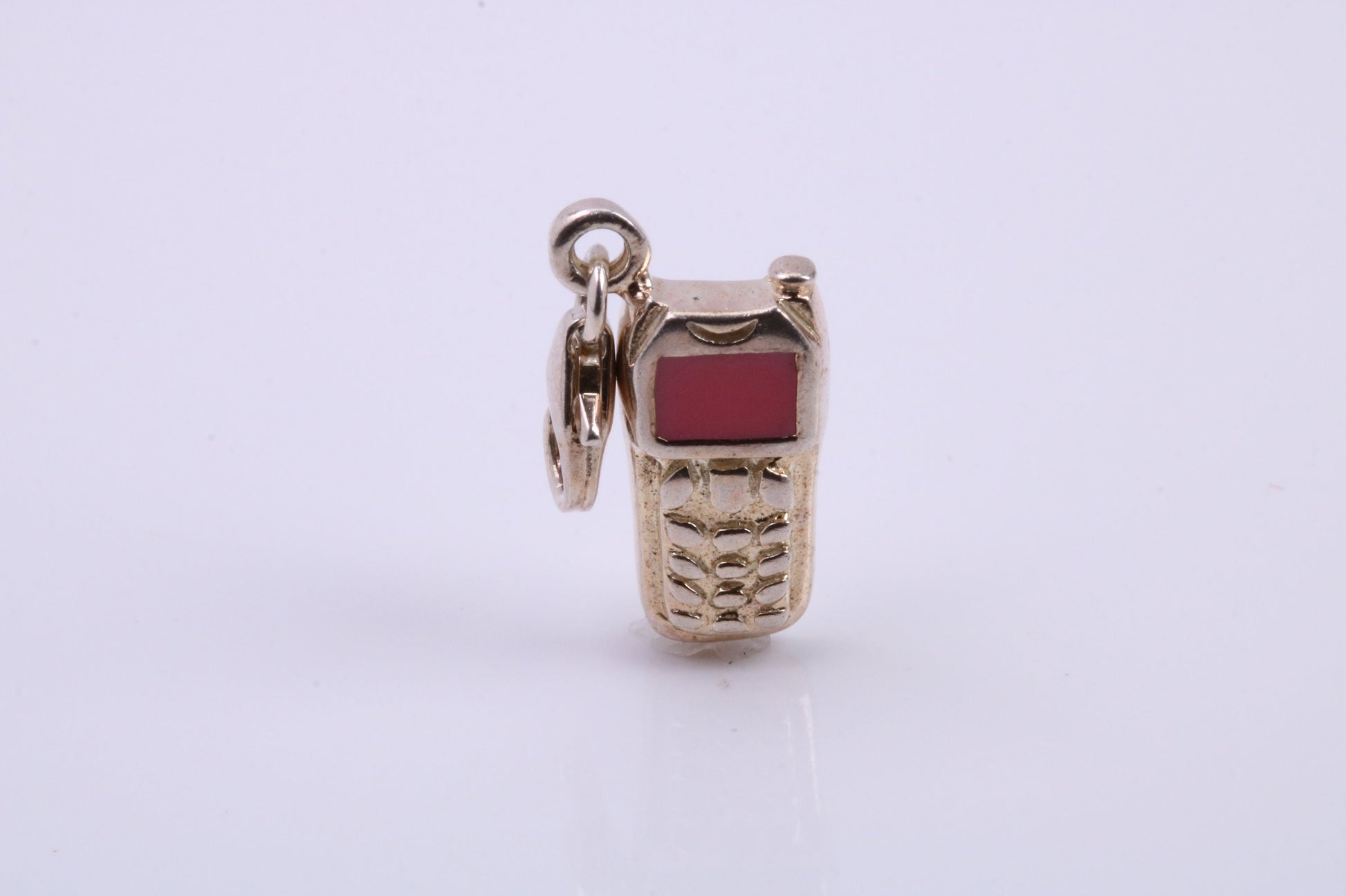 Cell Phone Charm, Traditional Charm, Made from Solid 925 Grade Sterling Silver, Complete with Attachment Link