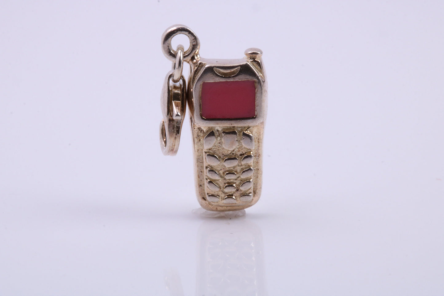 Cell Phone Charm, Traditional Charm, Made from Solid 925 Grade Sterling Silver, Complete with Attachment Link