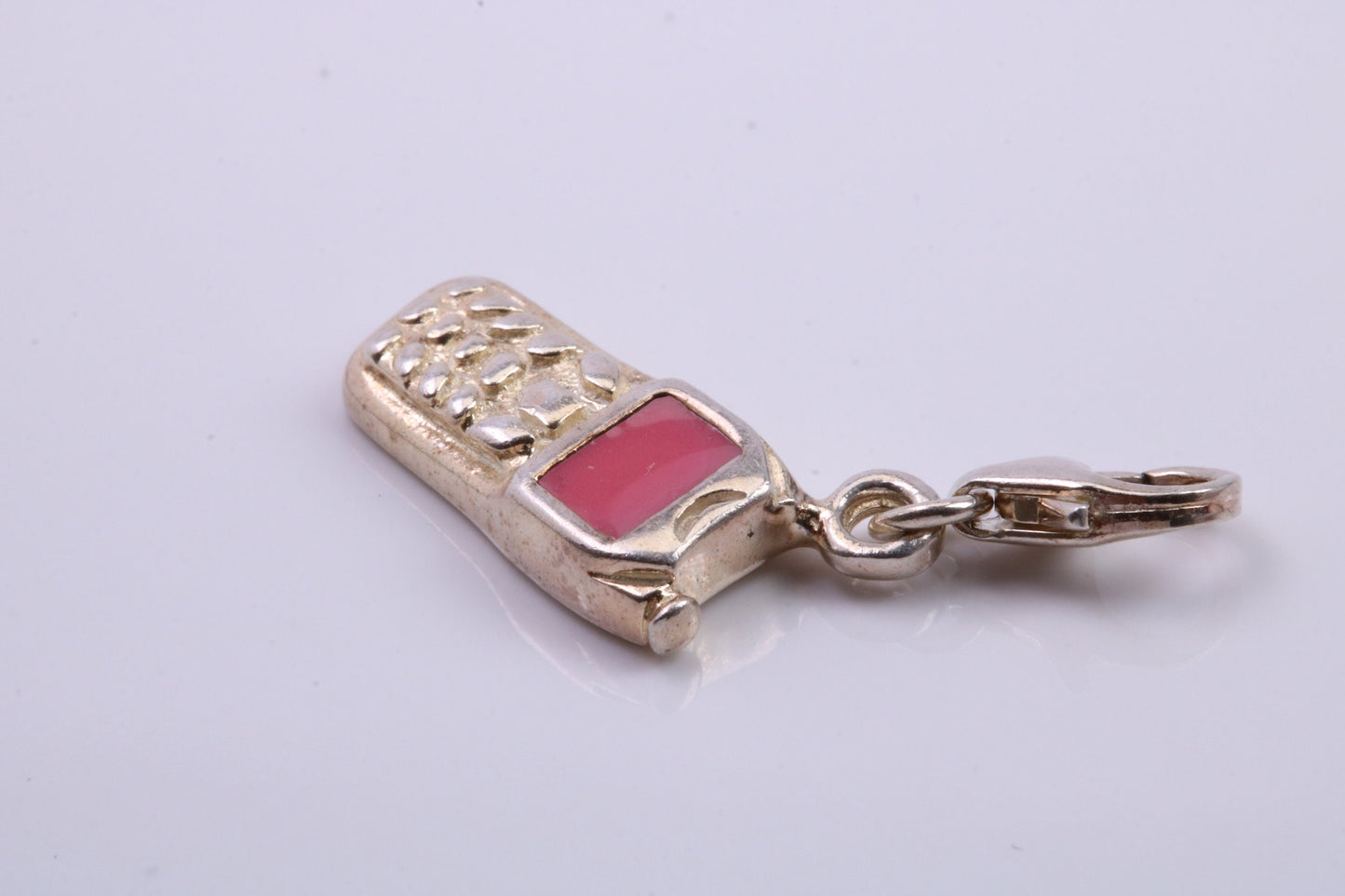 Cell Phone Charm, Traditional Charm, Made from Solid 925 Grade Sterling Silver, Complete with Attachment Link