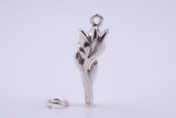 Rose Flower Charm, Traditional Charm, Made from Solid 925 Grade Sterling Silver, Complete with Attachment Link
