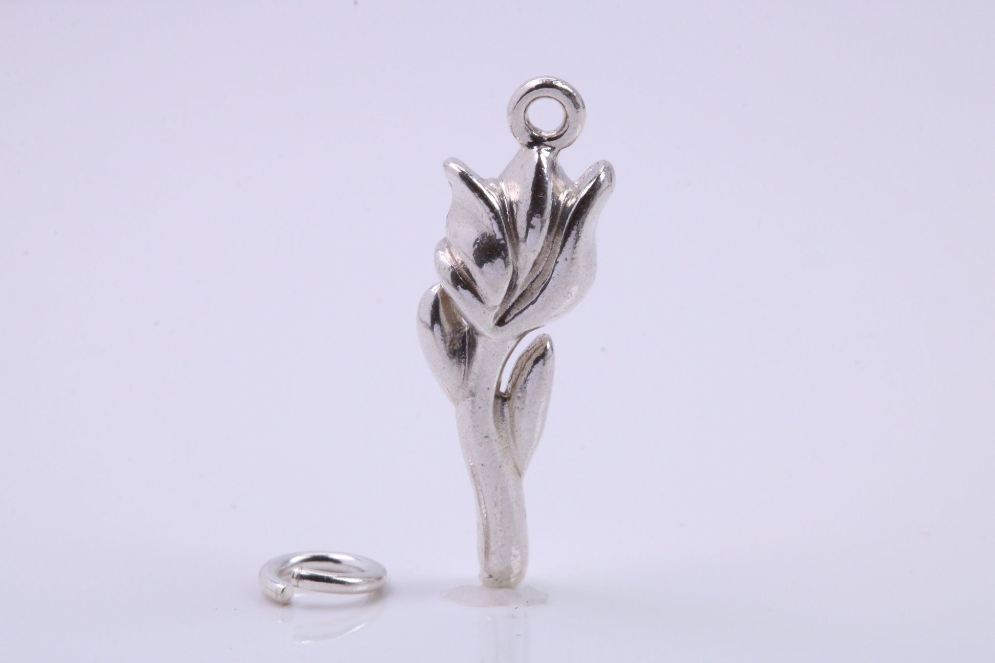 Rose Flower Charm, Traditional Charm, Made from Solid 925 Grade Sterling Silver, Complete with Attachment Link
