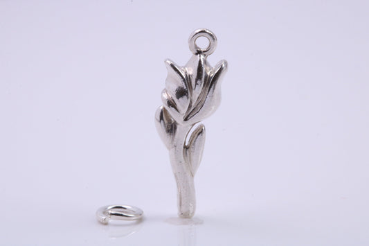 Rose Flower Charm, Traditional Charm, Made from Solid 925 Grade Sterling Silver, Complete with Attachment Link