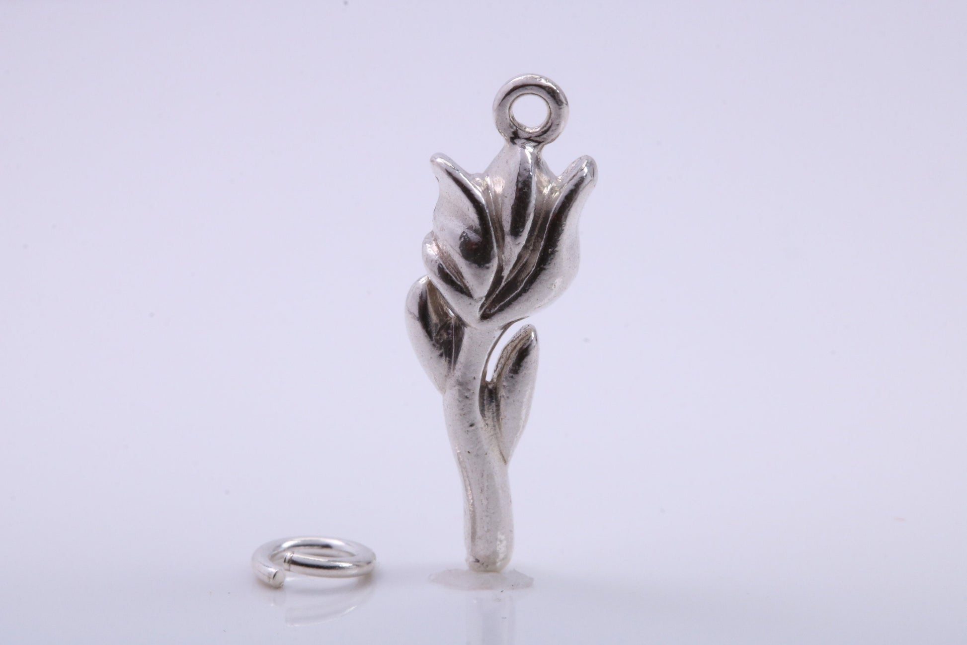 Rose Flower Charm, Traditional Charm, Made from Solid 925 Grade Sterling Silver, Complete with Attachment Link