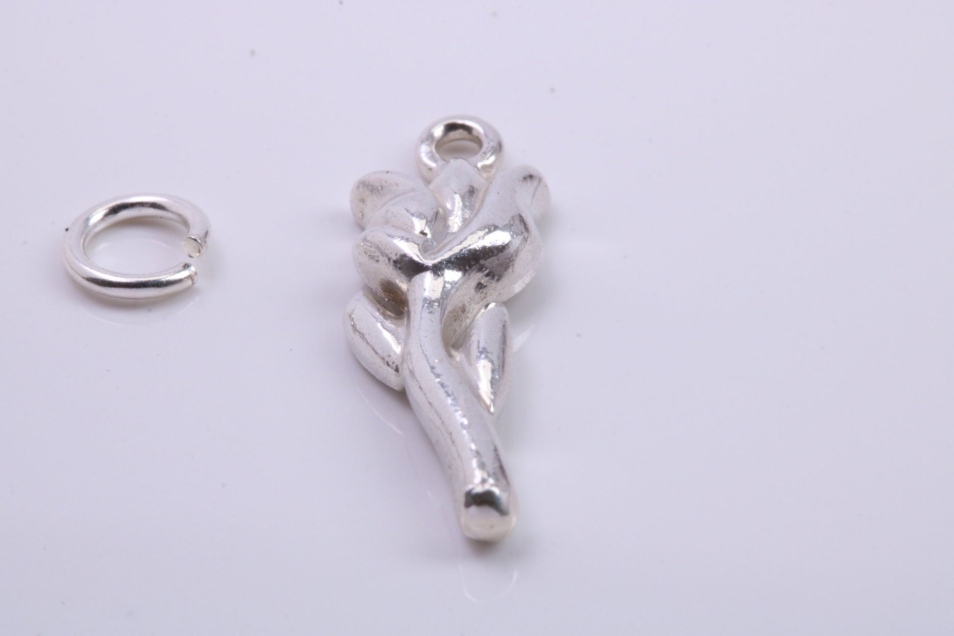 Rose Flower Charm, Traditional Charm, Made from Solid 925 Grade Sterling Silver, Complete with Attachment Link