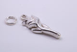 Rose Flower Charm, Traditional Charm, Made from Solid 925 Grade Sterling Silver, Complete with Attachment Link