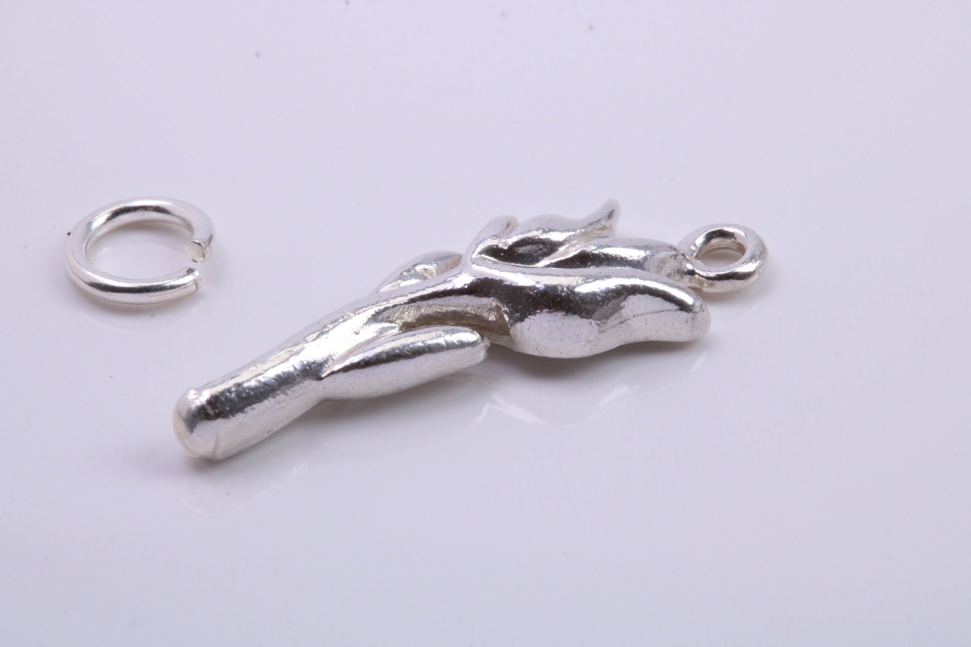 Rose Flower Charm, Traditional Charm, Made from Solid 925 Grade Sterling Silver, Complete with Attachment Link