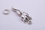 Rose Flower Charm, Traditional Charm, Made from Solid 925 Grade Sterling Silver, Complete with Attachment Link