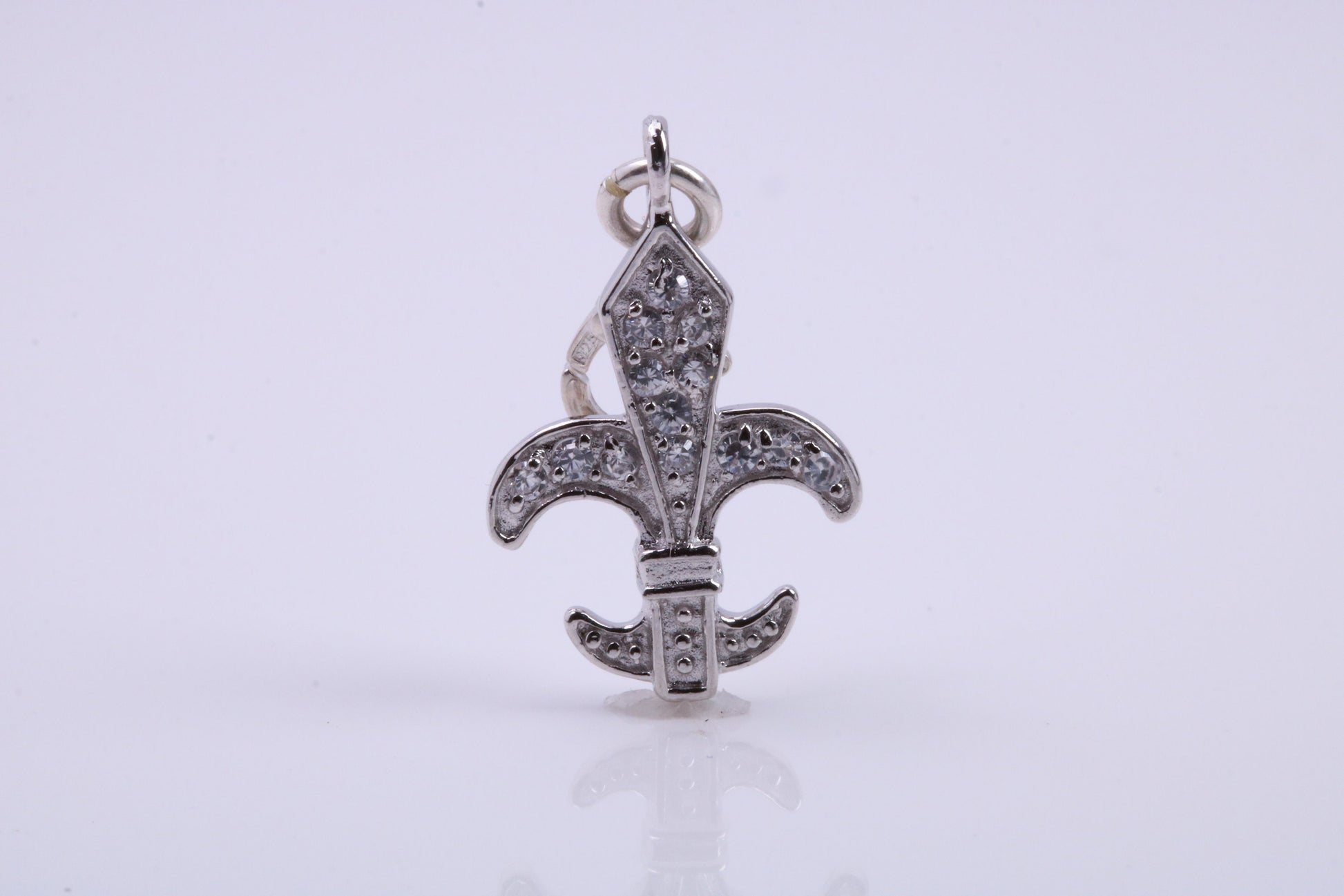 C Z set Anchor Charm, Traditional Charm, Made from Solid 925 Grade Sterling Silver, Complete with Attachment Link