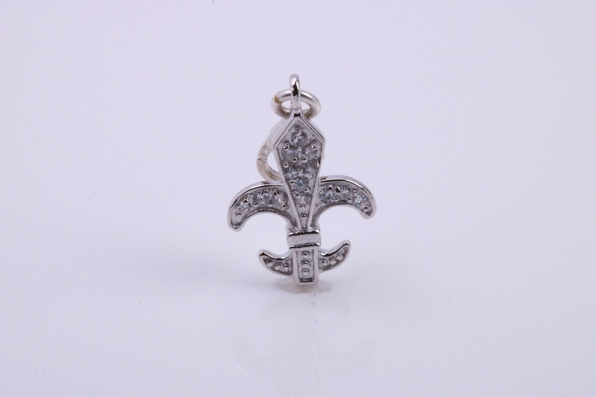 C Z set Anchor Charm, Traditional Charm, Made from Solid 925 Grade Sterling Silver, Complete with Attachment Link