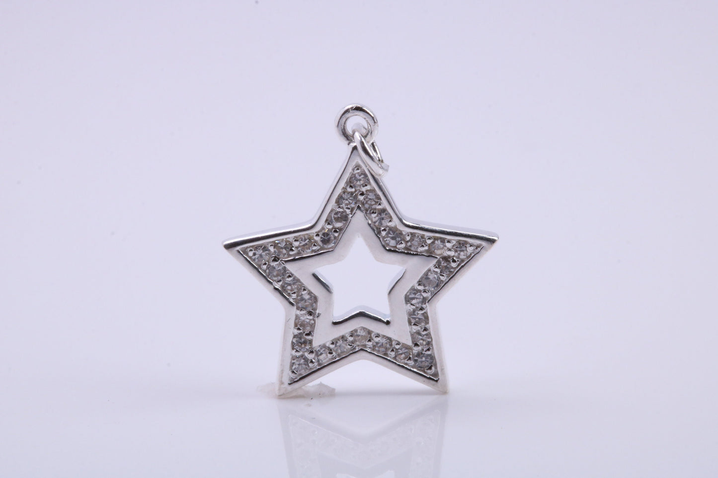 Stone set Star Charm, Traditional Charm, Made from Solid 925 Grade Sterling Silver, Complete with Attachment Link