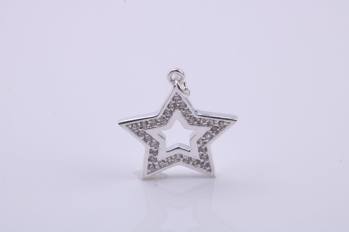 Stone set Star Charm, Traditional Charm, Made from Solid 925 Grade Sterling Silver, Complete with Attachment Link