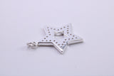 Stone set Star Charm, Traditional Charm, Made from Solid 925 Grade Sterling Silver, Complete with Attachment Link