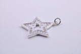 Stone set Star Charm, Traditional Charm, Made from Solid 925 Grade Sterling Silver, Complete with Attachment Link