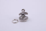 Pearl Shell Clam Charm, Traditional Charm, Made from Solid 925 Grade Sterling Silver, Complete with Attachment Link