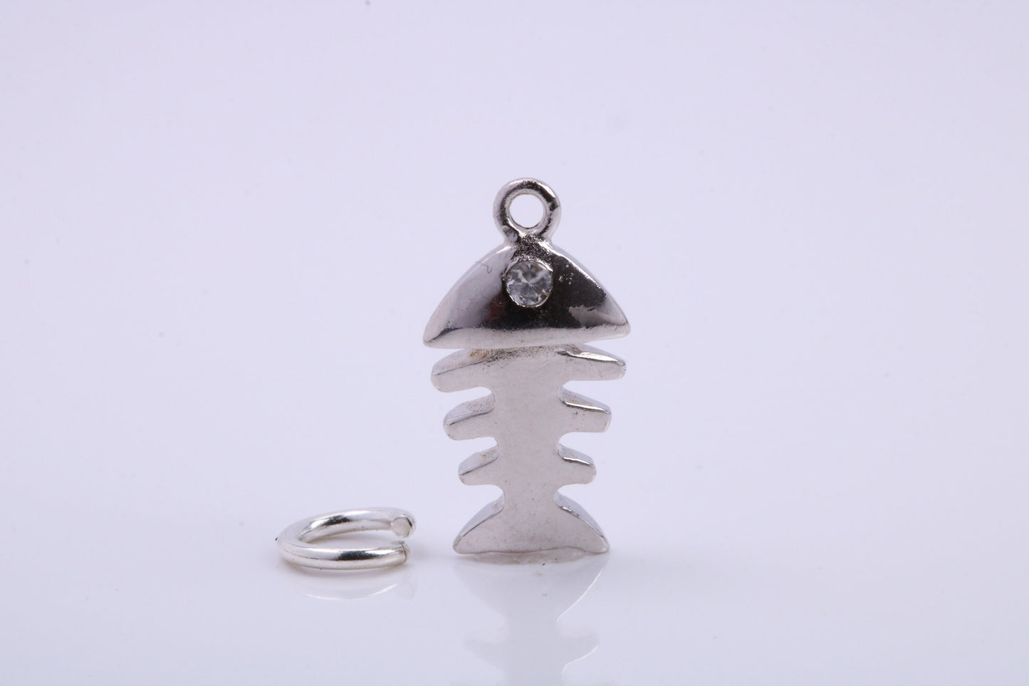 Fish Bone Charm, Traditional Charm, Made from Solid 925 Grade Sterling Silver, Complete with Attachment Link