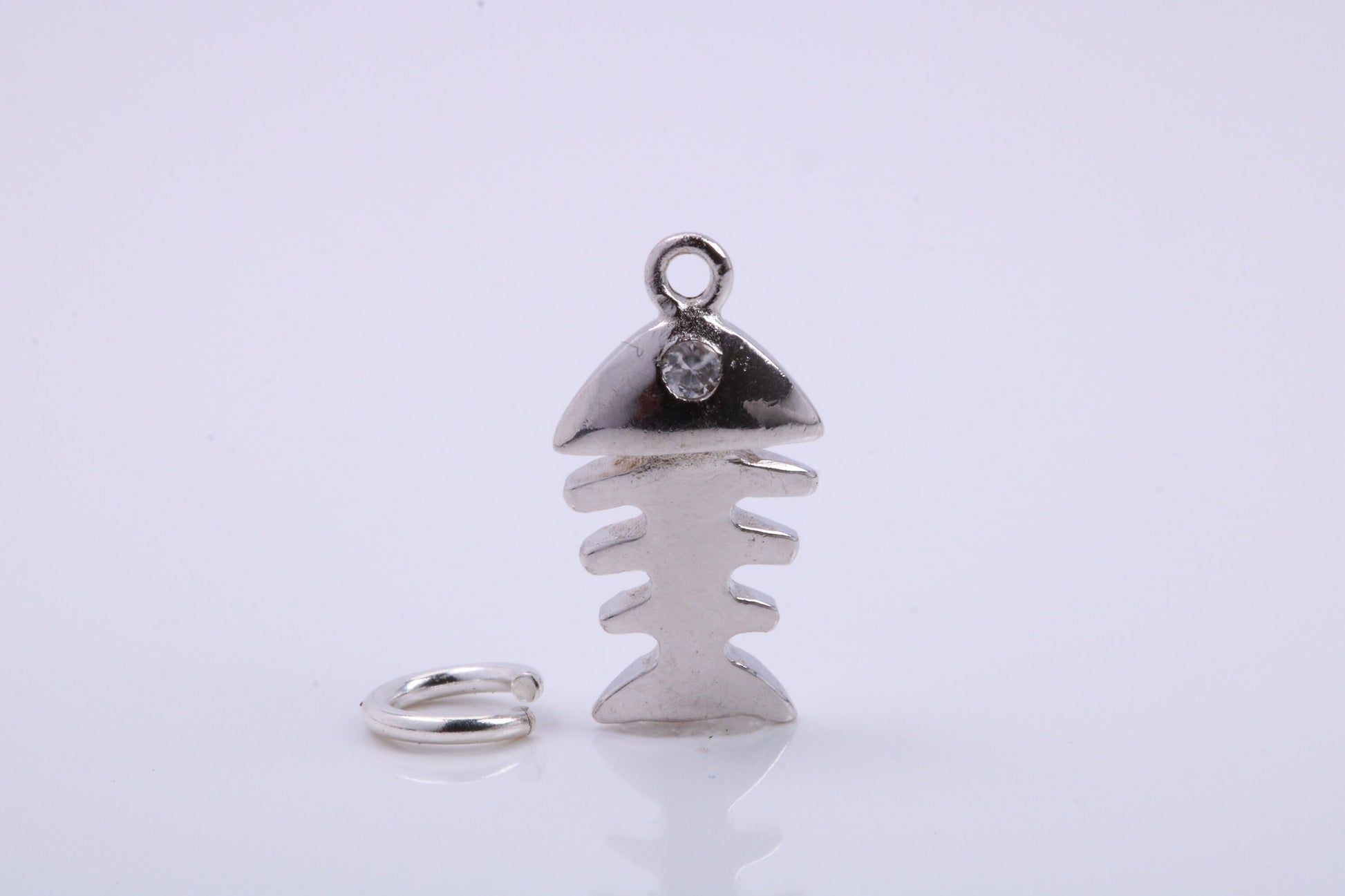 Fish Bone Charm, Traditional Charm, Made from Solid 925 Grade Sterling Silver, Complete with Attachment Link